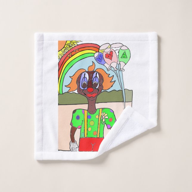 toalha de rosto desenho palhaço com balões  (Pano de lavar)