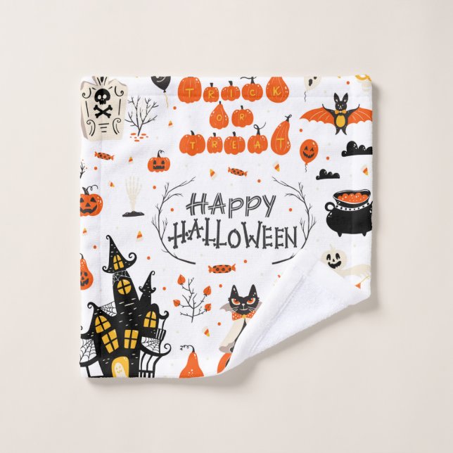 Toalha De Rosto Design de Halloween. Clipes de Halloween com (Pano de lavar)