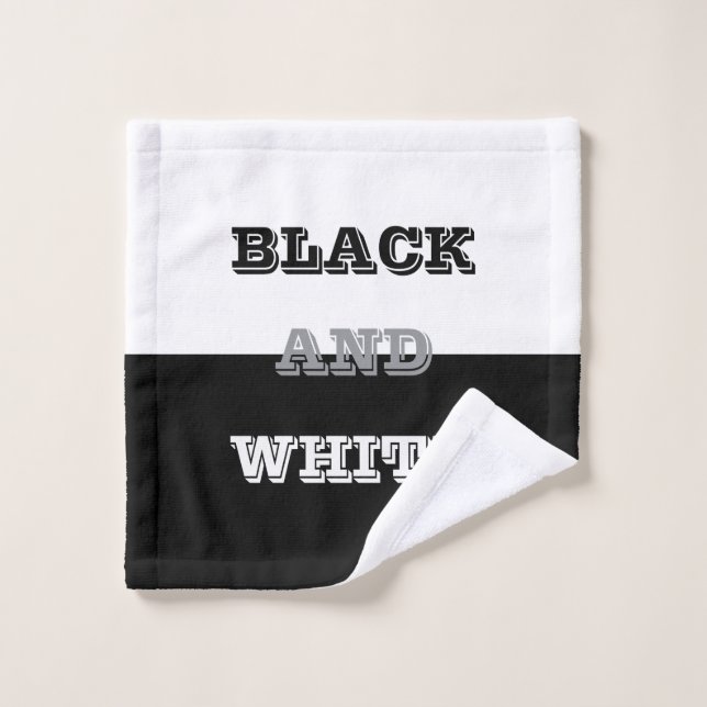 Toalha De Rosto Design Preto Cinza Branco Texto e Cores Sólidas (Pano de lavar)