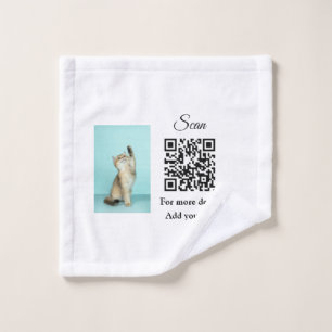 Toalha De Rosto Detalhes simples do nome do animal QR código adici