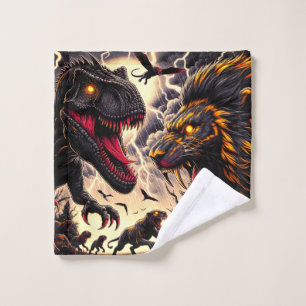 Toalha De Rosto Dinossauro E Leão