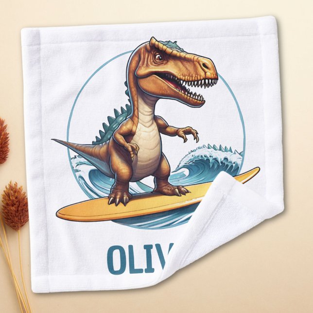 Toalha De Rosto Dinossauro Trex Surfista (Criador carregado)