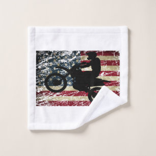 Toalha De Rosto Dirt Bike USA Flag T-Shirt Motocross American Flag