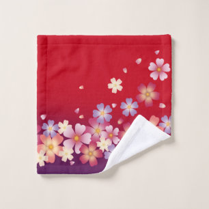 Toalha De Rosto Doce Sakura Brilhante Kimono Estilo Vermelho e Rox