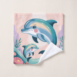 Toalha De Rosto Dolphin Mom and Baby