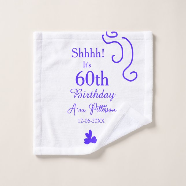 Toalha De Rosto É 60º aniversário adicionar nome roxo espanhol r (Pano de lavar)