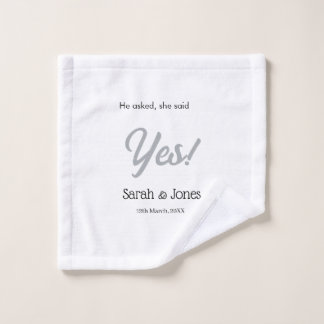 Toalha De Rosto Ele perguntou ela disse sim noivado simples prata 