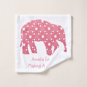 Toalha De Rosto Elefante Rosa Personalizado