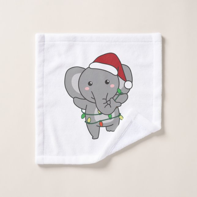 Toalha De Rosto Elefantes de Natal (Pano de lavar)