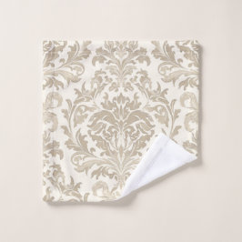 Toalha De Rosto Elegância de Marfim Barroco Damasko Clássico Antig