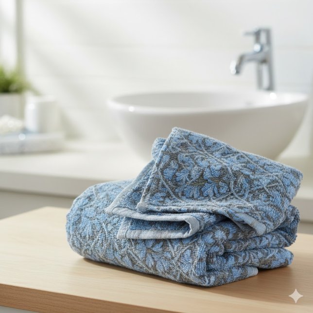 Toalha De Rosto Elegant Blue Watercolor Floral Pattern (Criador carregado)