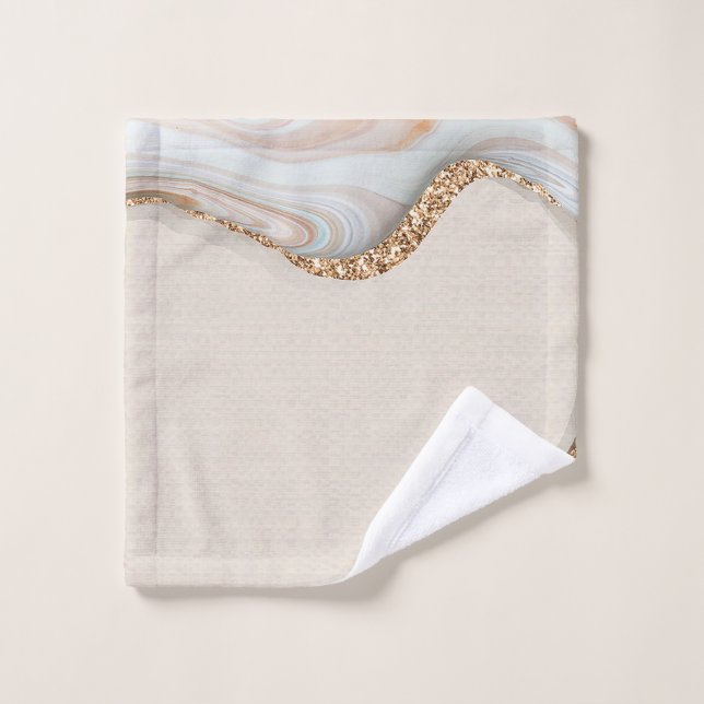 Toalha De Rosto Elegante Impressão de mármore branco com prata tex (Pano de lavar)