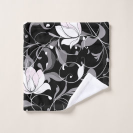 Toalha De Rosto Elegante Noir Floral Swirl