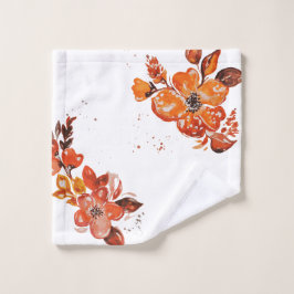 Toalha De Rosto Espelho compacto de flor de laranja de cor aquosa