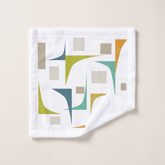 Toalha De Rosto Estilo de Meio século dos Cantos Verdes Laranja Tu (Pano de lavar)