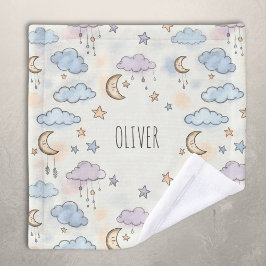 Toalha De Rosto Estrelas Sonhadoras, Luas e Nuvens Macias 