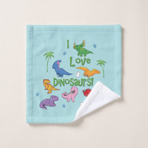 Toalha De Rosto Eu amo os dinossauros (bonitos)