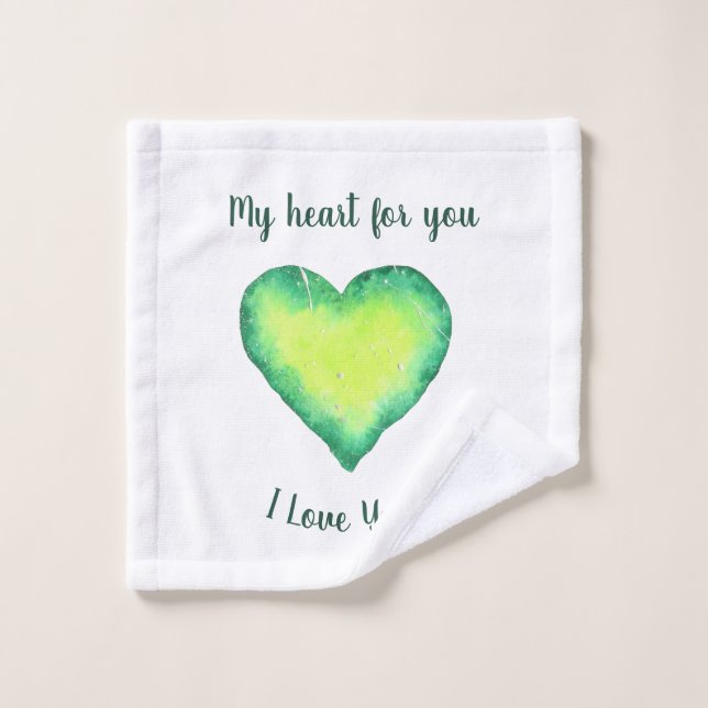 Toalha De Rosto Eu Amo-Te Bastante Verde E Azul, Aniversário (Pano de lavar)