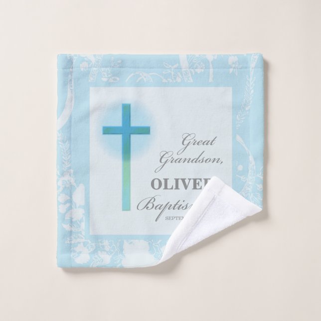 Toalha De Rosto Excelente Neto Baptism Blue Lace Personalizado (Pano de lavar)