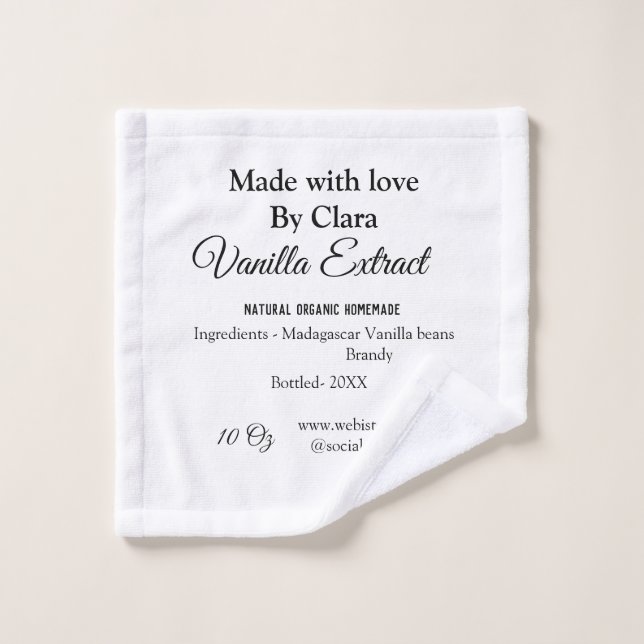 Toalha De Rosto Extrato de baunilha casado adicionar ingredientes  (Pano de lavar)