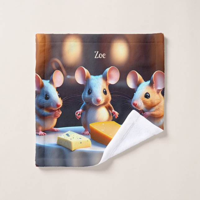 Toalha De Rosto Família do rato na mesa de jantar - (Pano de lavar)