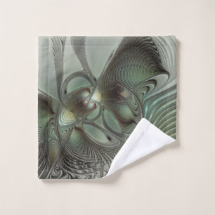 Toalha De Rosto Fantasia de Arte Fractal da Cinza Olive Sage