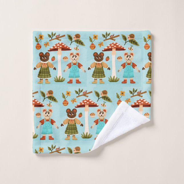 Toalha De Rosto Featuring cartoon animals dressed in clothes (Pano de lavar)