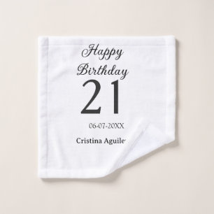 Toalha De Rosto Feliz aniversário de 21 anos letra negrito simples