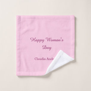 Toalha De Rosto Feliz dia das mulheres rosa nome estiloso caligraf