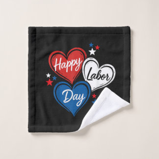 Toalha De Rosto Feliz Dia do Trabalhador Corações Patrióticos Verm