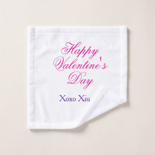 Toalha De Rosto Feliz dia dos namorados rosa roxo xoxo amor nome c