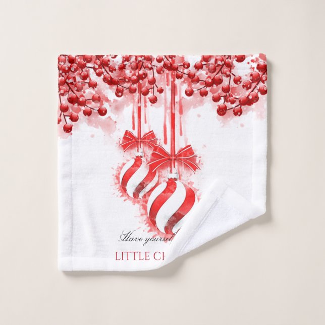 Toalha De Rosto Feliz Pequeno Splash de Aquarela de Natal (Pano de lavar)