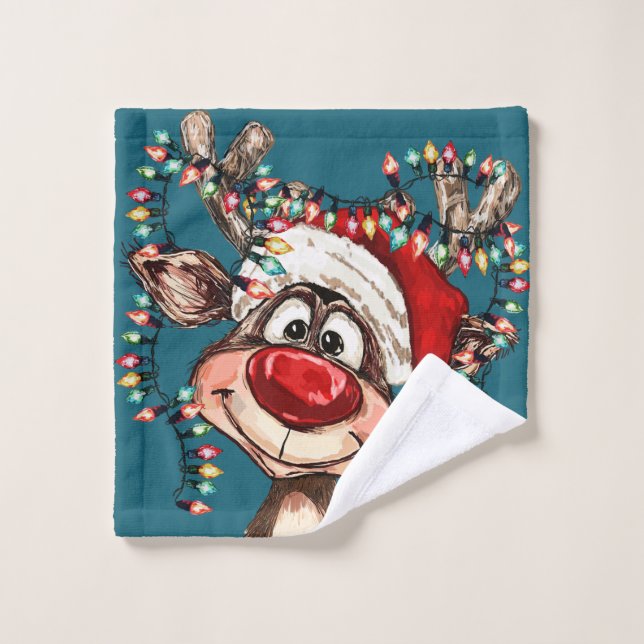 Toalha De Rosto Festive Reindeer Christmas Shower Curtain (Pano de lavar)