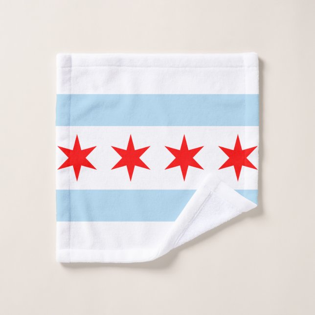 Toalha De Rosto Flag of Chicago, Illinois Wash Cloth (Pano de lavar)