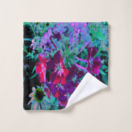 Toalha De Rosto Flor de Jardim Vermelho, Púrpura e Rosa Dramática