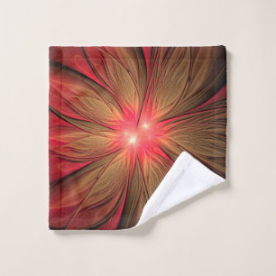 Toalha De Rosto Flor fractal de fanfarrão vermelho