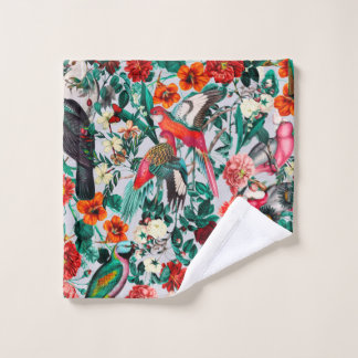 TOALHA DE ROSTO FLORAL E AVES XIV-II