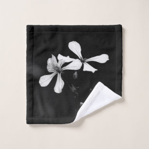 Toalha De Rosto floral preto e branco mínimo