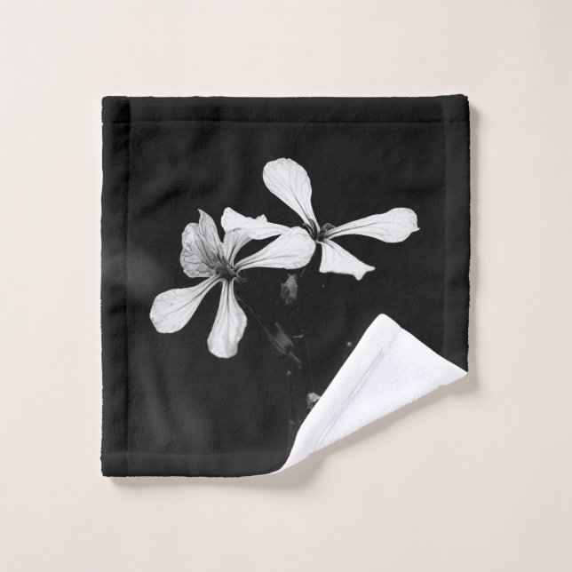 Toalha De Rosto floral preto e branco mínimo (Pano de lavar)