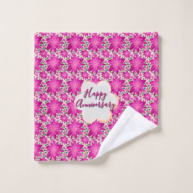Toalha De Rosto Floral rosa personalizado e customizado  (Pano de lavar)