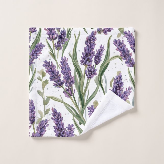 Toalha De Rosto Flores de Lavanda Roxa Botânica Aquarela (Pano de lavar)