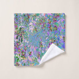 Toalha De Rosto Flores Roxas, Verdes e Azuis a Rosa