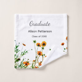 Toalha De Rosto Flores silvestres amarelas alaranjadas modernas e 