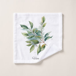 Toalha De Rosto Foliage Verde Elegante Aquarela, personalizada