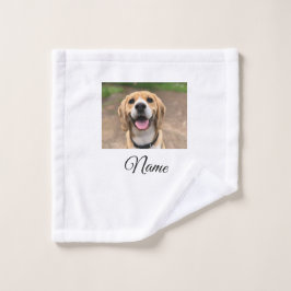 Toalha De Rosto Foto do gato-do-cão adicionar nome de animal cu pe