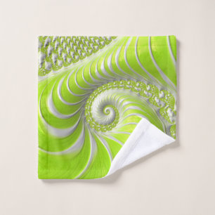 Toalha De Rosto Fractal espiral do Verde limão moderno abstrato