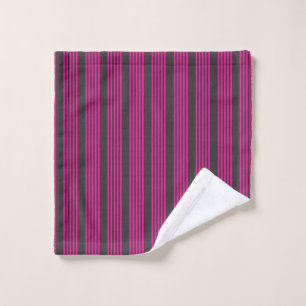 Toalha De Rosto Fuchsia e carvão de cinco faixas