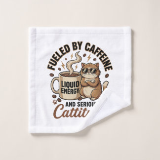 Toalha De Rosto Fueled by Caffeine and Serious Cattitude Funny Cat