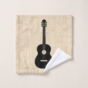 Toalha De Rosto Fundo de Script de Guitarra Acústica