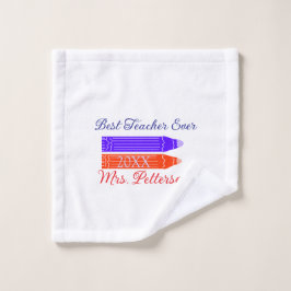 Toalha De Rosto Garrafa azul vermelha que melhor professor já adic